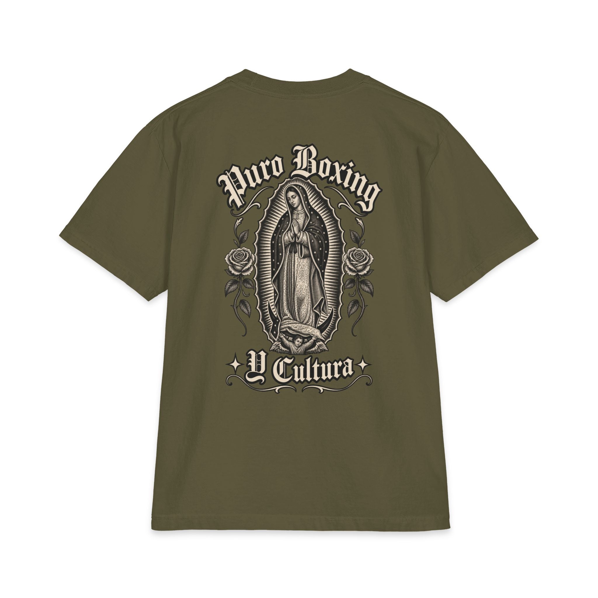 Puro Boxing y Cultura T-Shirt — Virgen de Guadalupe Back Graphic