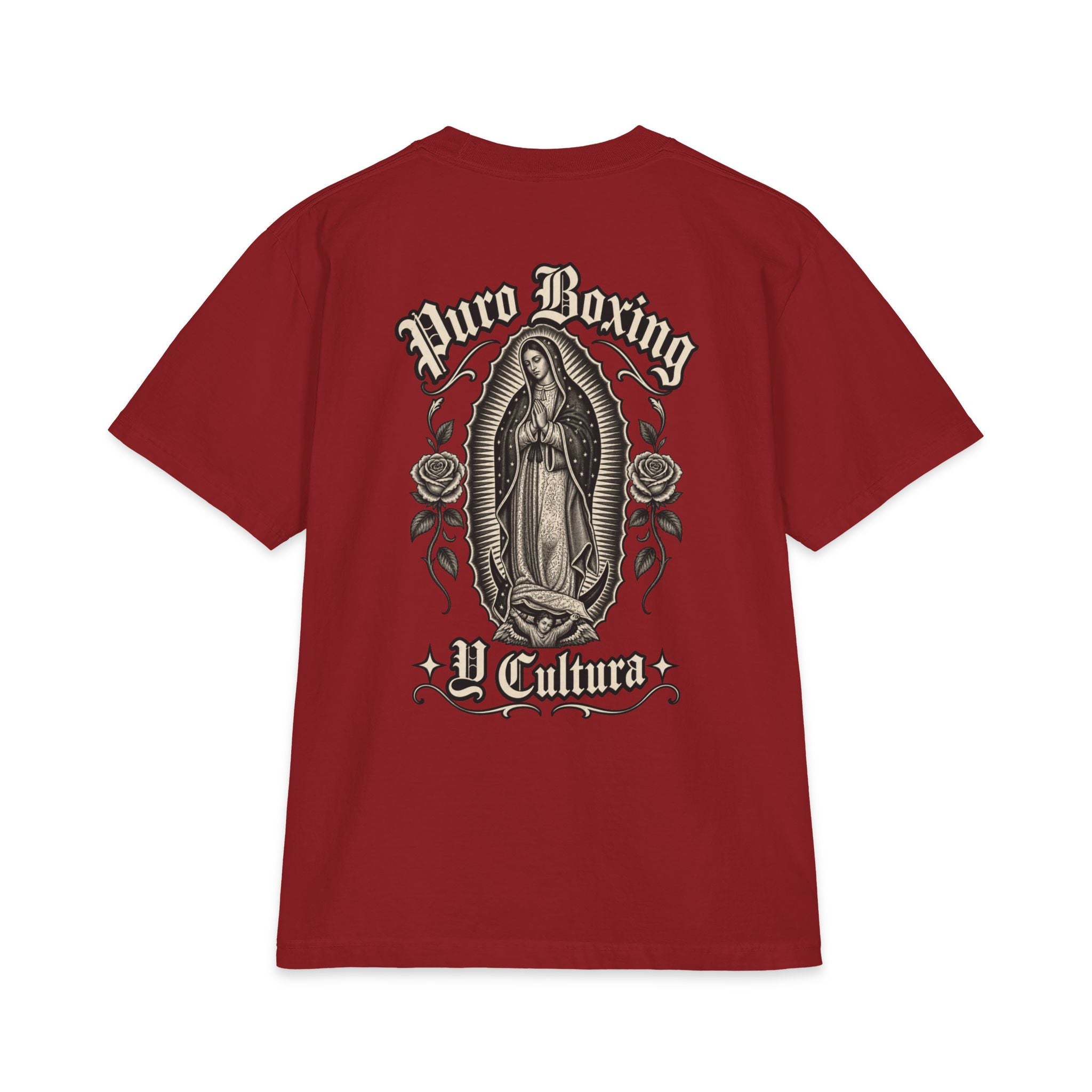Puro Boxing y Cultura T-Shirt — Virgen de Guadalupe Back Graphic