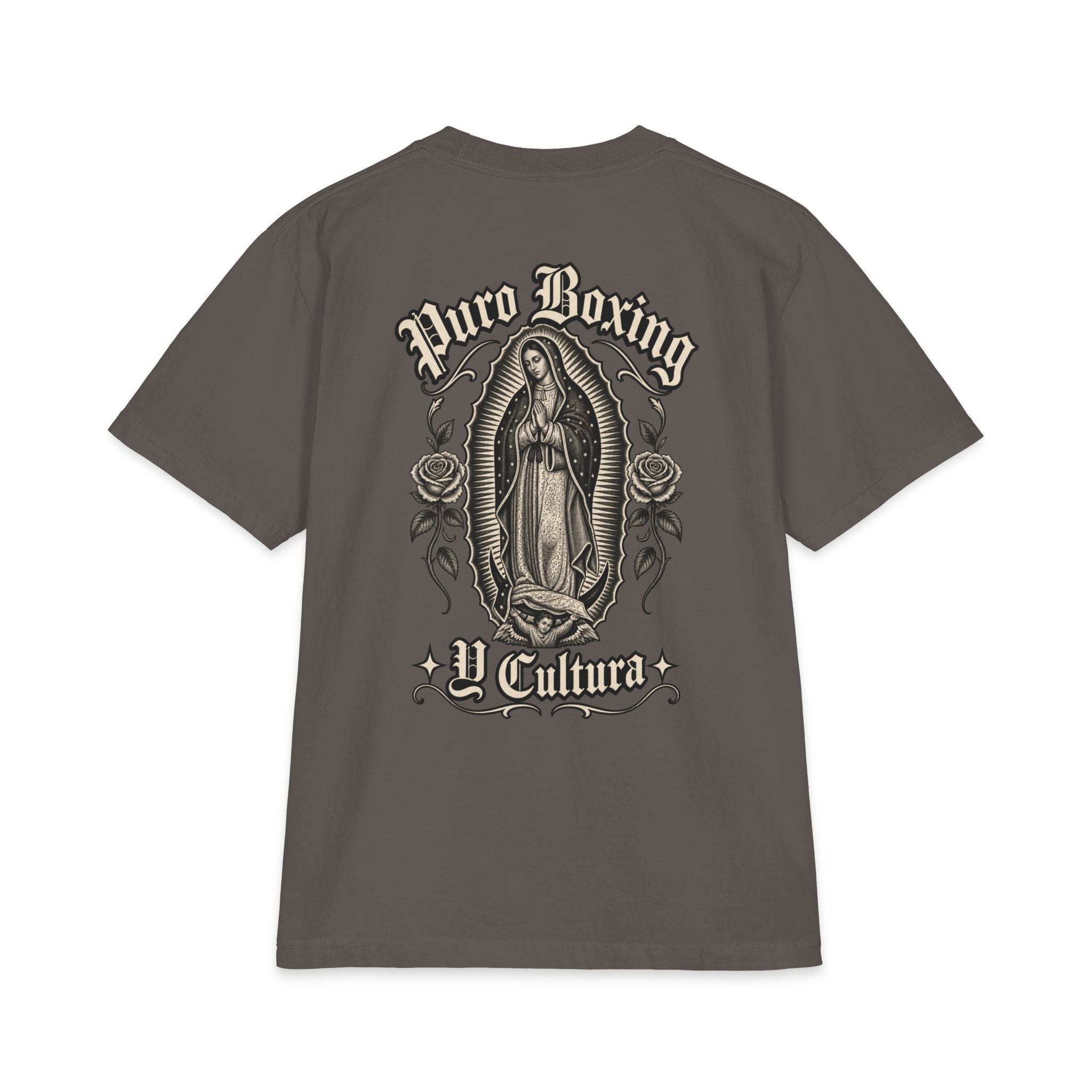Puro Boxing y Cultura T-Shirt — Virgen de Guadalupe Back Graphic