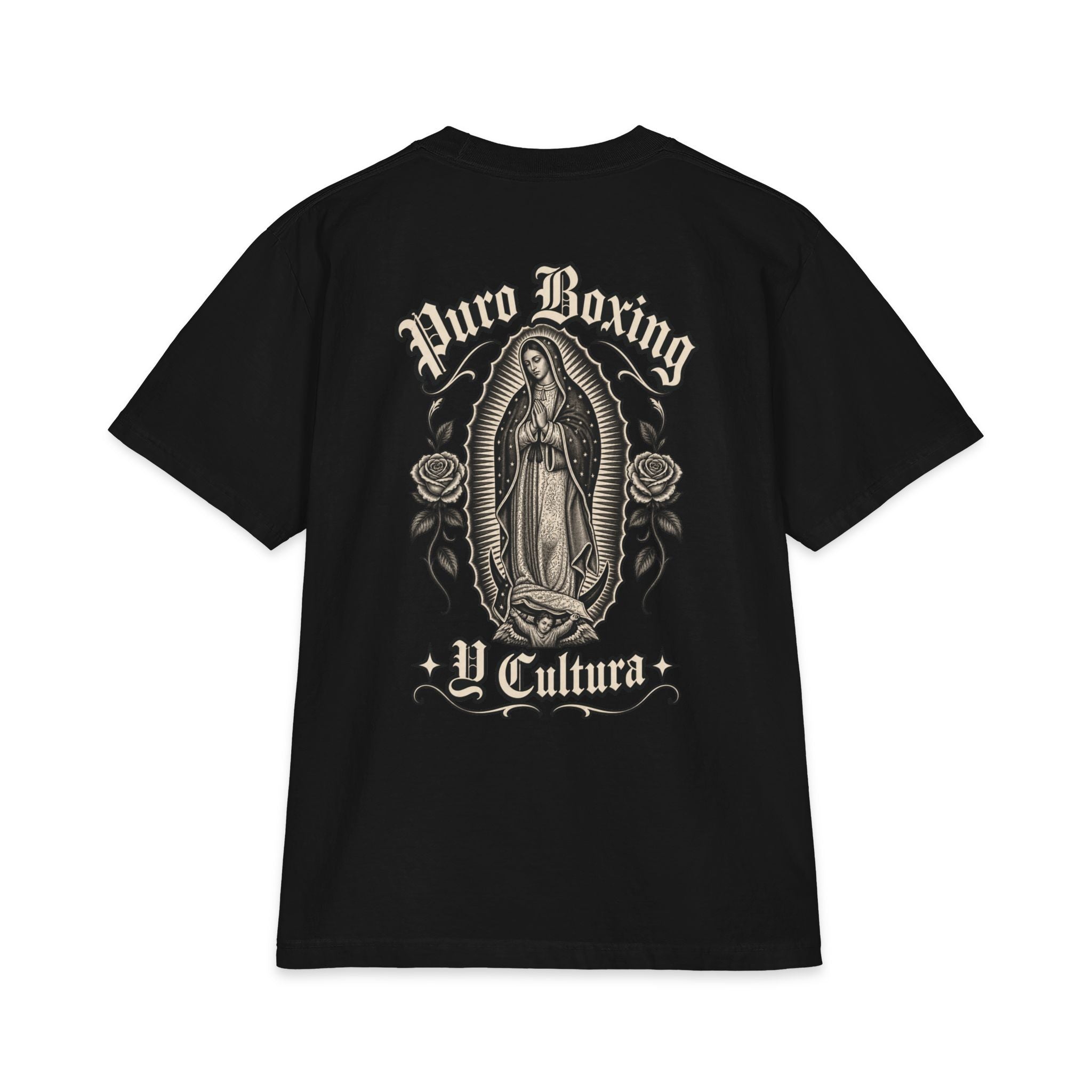 Puro Boxing y Cultura T-Shirt — Virgen de Guadalupe Back Graphic